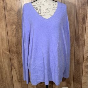 Croft & Barrow Purple Fuzzy V-Neck Sweater 3x